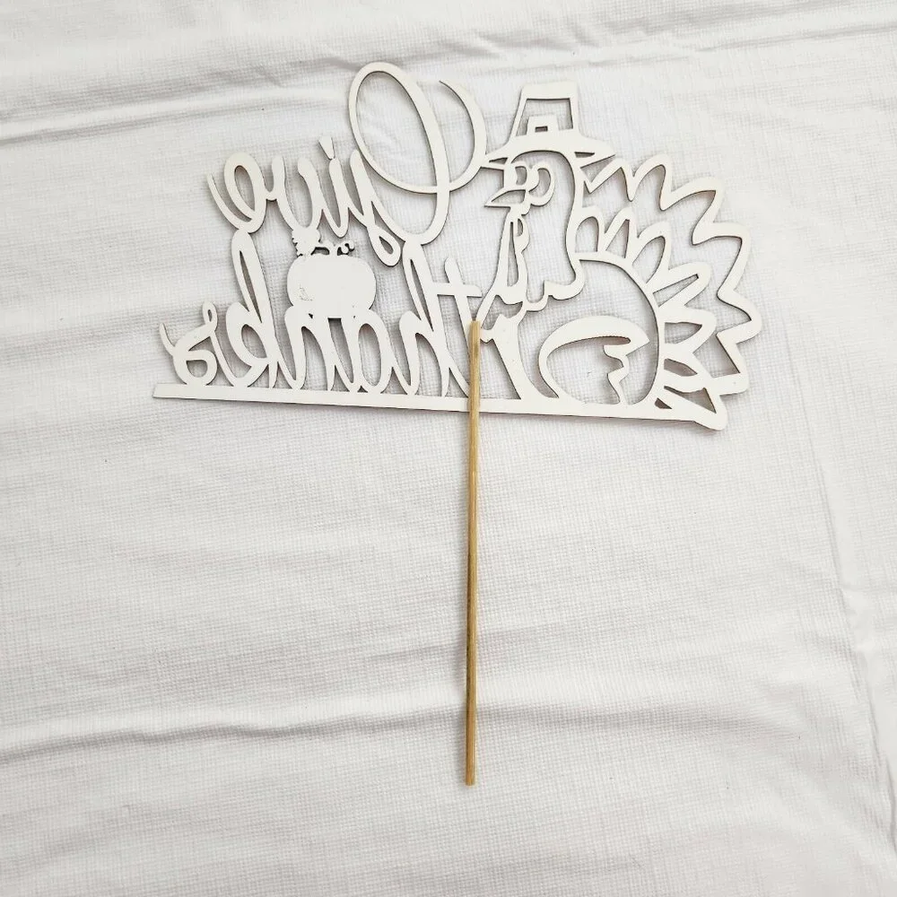 Thanksgiving Cake Topper Turkey Gift Thanks Pumpkin Family Dinner Gold Sparkle